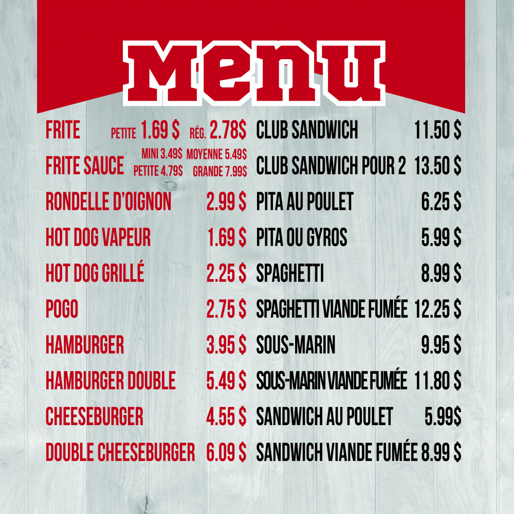 Menu Restaurant La Belle Province SaintJérôme